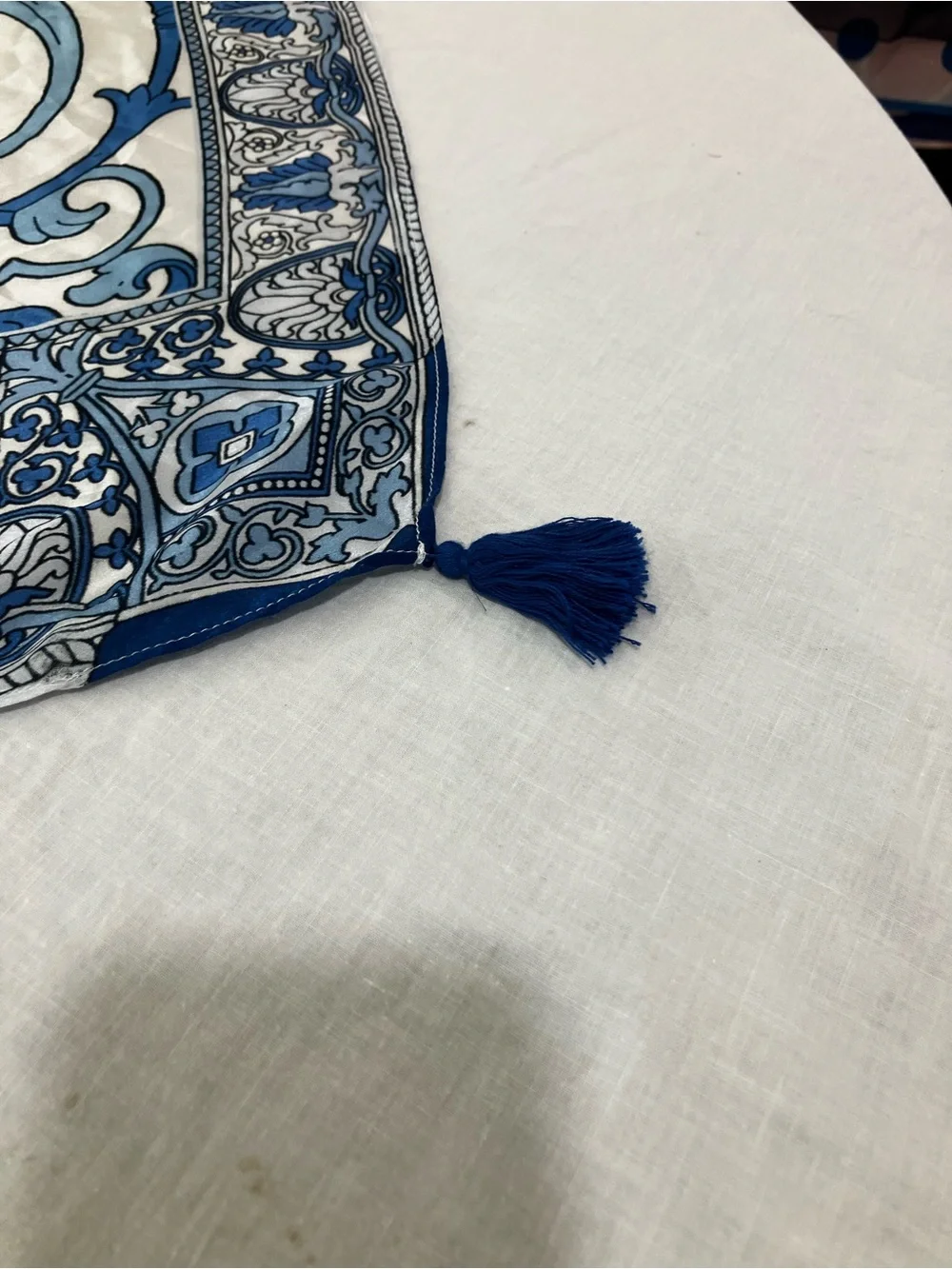 Vtg. Blue Paisley Medallion Wall Tapestry or Women's Scarf